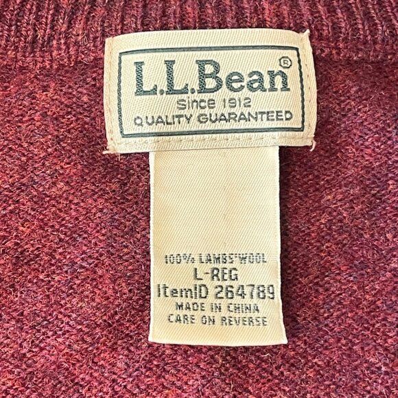 LL Bean Lambswool Sweater Mens Size L Red Pullover Warm Knit Cozy Cabincore - Picture 4 of 7